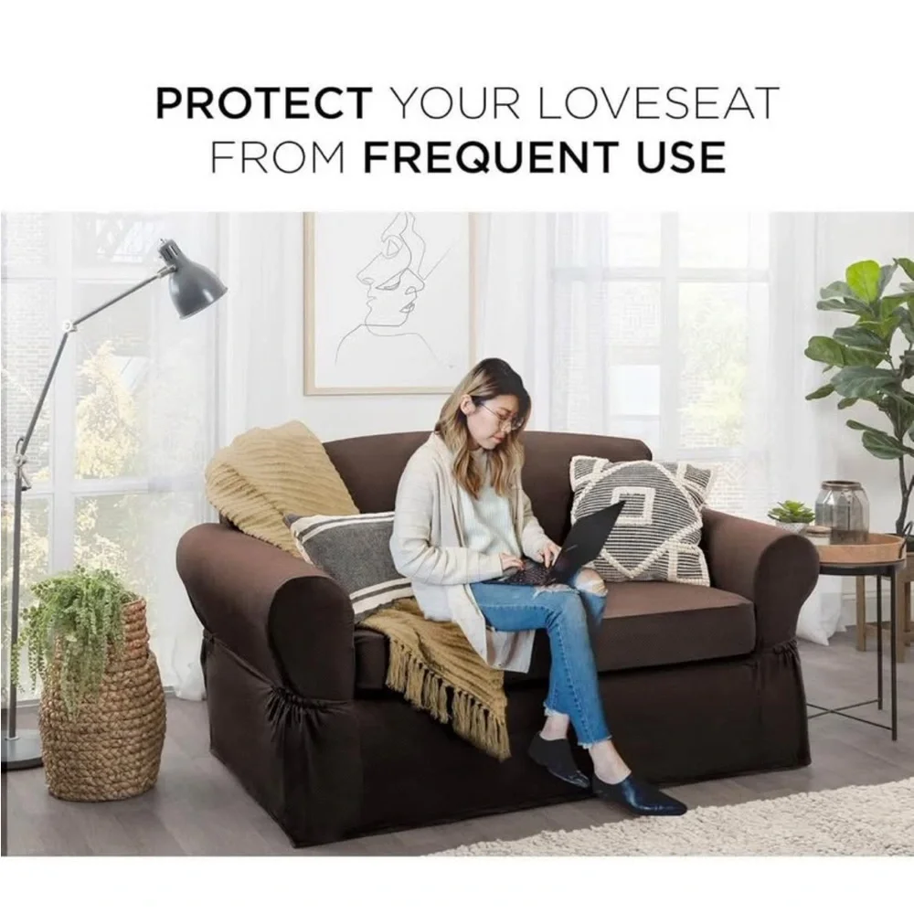 Brown Stretch Sofa Cover. Home decor.